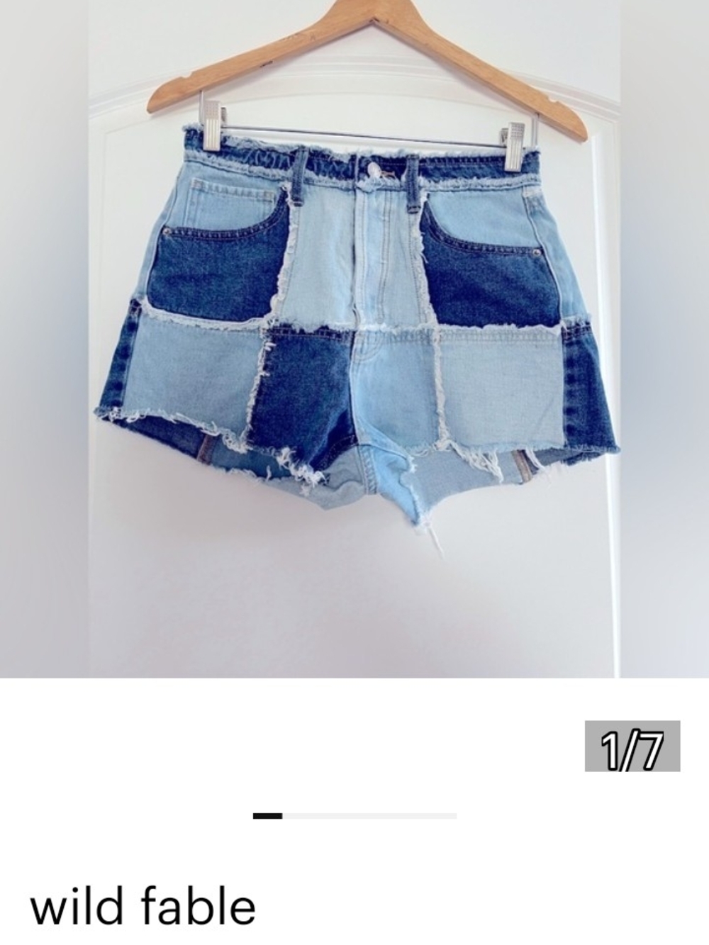 wild fable Patchwork Two-Tone Denim Shorts - Light & Dark Blue NWT🆕✨ - Picture 3 of 7